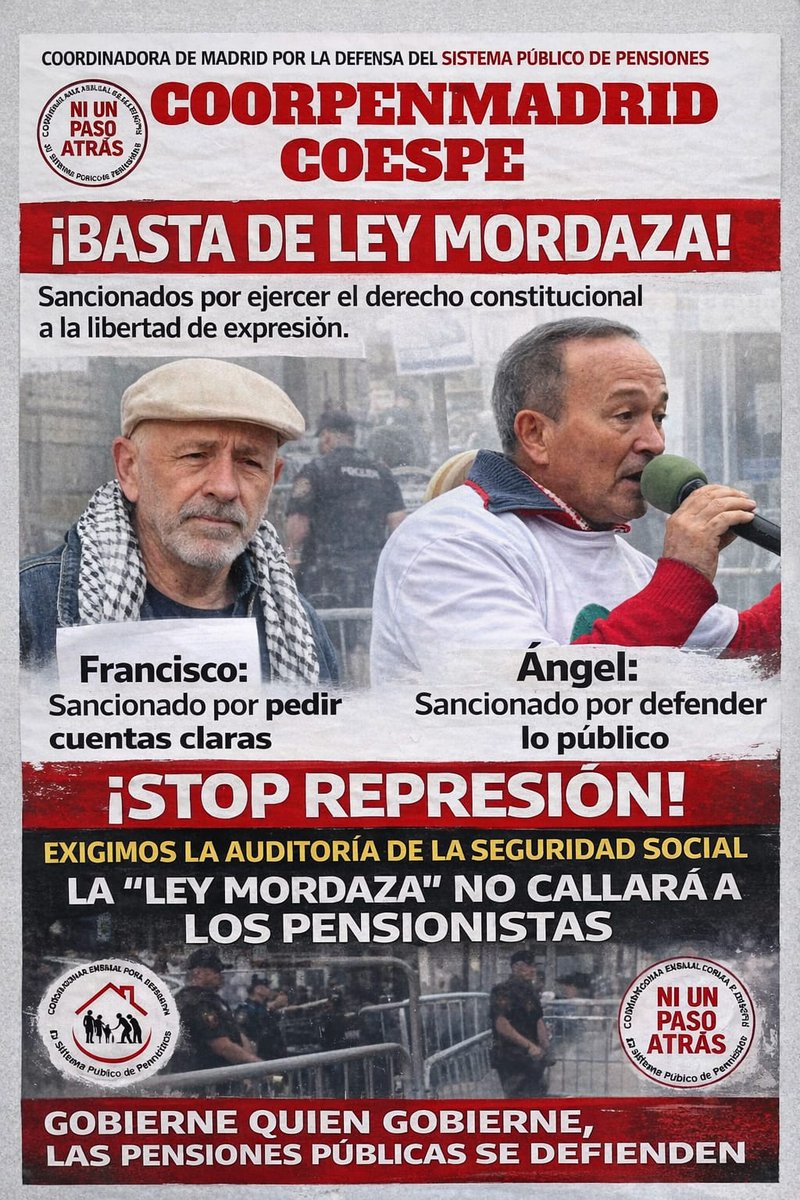 Nos quieren amordazar, nuestra voz es molesta, por ello aplican una ley que restringe la libertad de expresión, pero no nos callarán. La razón y los argumentos no pueden ser acallados.
#DerogaciónLeyMordaza