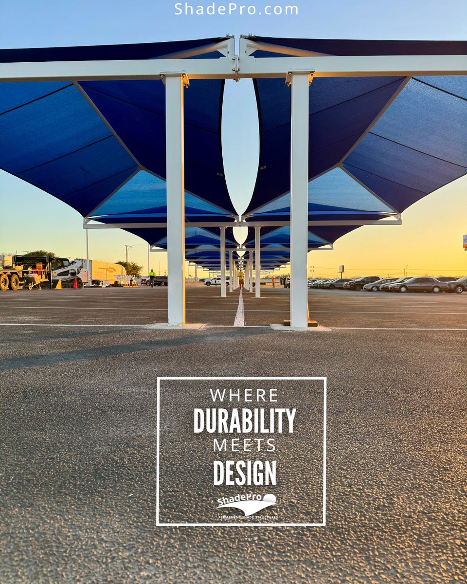 ShadeProLLC's tweet image. Durable, dependable, dynamic. Every detail crafted to provide lasting shade. ☀️ 

#shadestructure #permanentshadestructure #texasshade #commercialshades #commercialconstruction