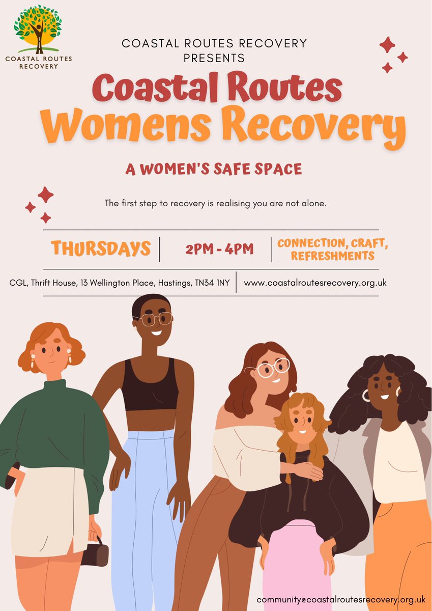 RecoveryRoutes's tweet photo. We have these 2 great groups starting next week!
On Wednesday the 28th we have Reiki beginning at the Eastbourne Recovery Cafe and on Thursday the 29th our Hastings Women’s Recovery Group at Thrift House 🤗 https://t.co/kyjdC0eQyj