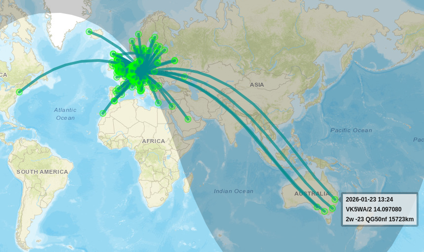ok1hra's tweet photo. From a 200km trip to several continents, but not heard at QTH ;) #2W #WSPR
Next test another band... https://t.co/K9bC8zze1v