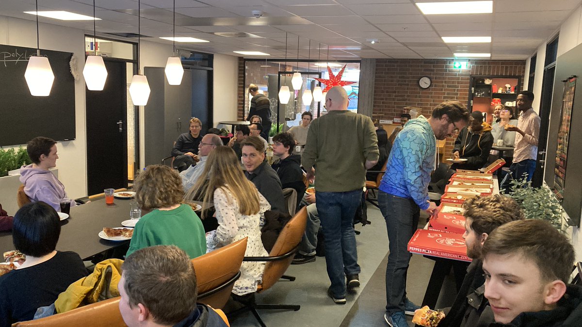 UiSIMF's tweet photo. David Ploog gave a stunning presentation about Platonic Solids for the  IMF master and PhD students today. Yummy Pizza and some nerdy talk was a  wonderful finish of our week! https://t.co/xwINsrsqe8