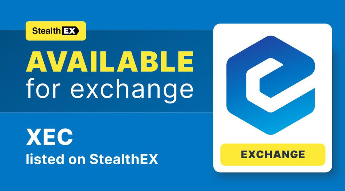 StealthEX_io's tweet image. ⚡️Cash reimagined for a high-speed world

With Avalanche-enhanced PoW, @eCash brings instant transactions, permissionless subnets and privacy-by-design via CashFusion 🌐

➡️ Swap $XEC now on StealthEX stealthex.io/?to=xec

🟡StealthEX combines speed, privacy, and ease