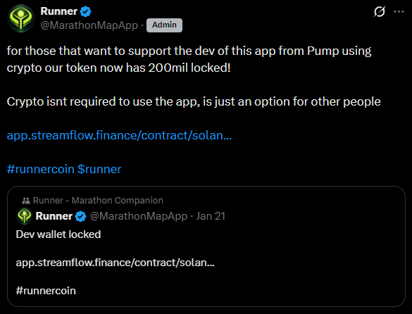 Caaandor's tweet image. PSA(!):

The 'Runner' companion app (see below) has been trying to get a foothold into the Marathon community. 

It's logo and screenshots are AI generated, along with most of the text. It's attempting to be funded through crypto and pre-orders on app stores.  

Additionally, I…