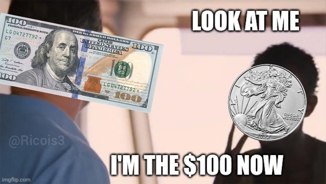 Ricois3's tweet image. An ounce of silver is now $100 US dollars