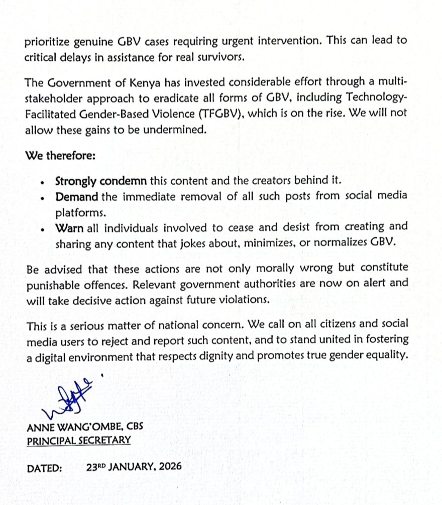 gender_ke's tweet image. #STATEMENT
CONDEMNATION OF CONTENT NORMALIZING GENDER-BASED VIOLENCE ON SOCIAL MEDIA