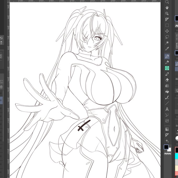 線画のまま長らく放置してたシンデレラの絵 