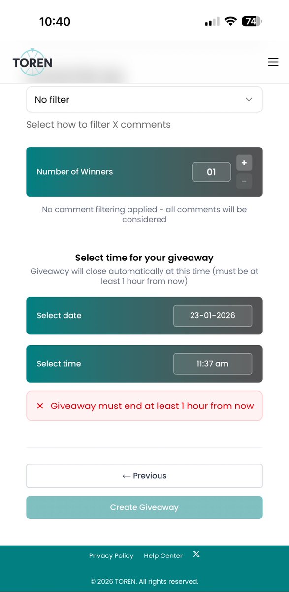 One measure we're implementing on <a href="/torenhub/">Toren</a> to try and help with this issue is requiring an end date &amp; time when hosts create a giveaway/drawing. That will also allow entrants to be able to actively track live giveaways, and call out bad actors when they don't follow through!