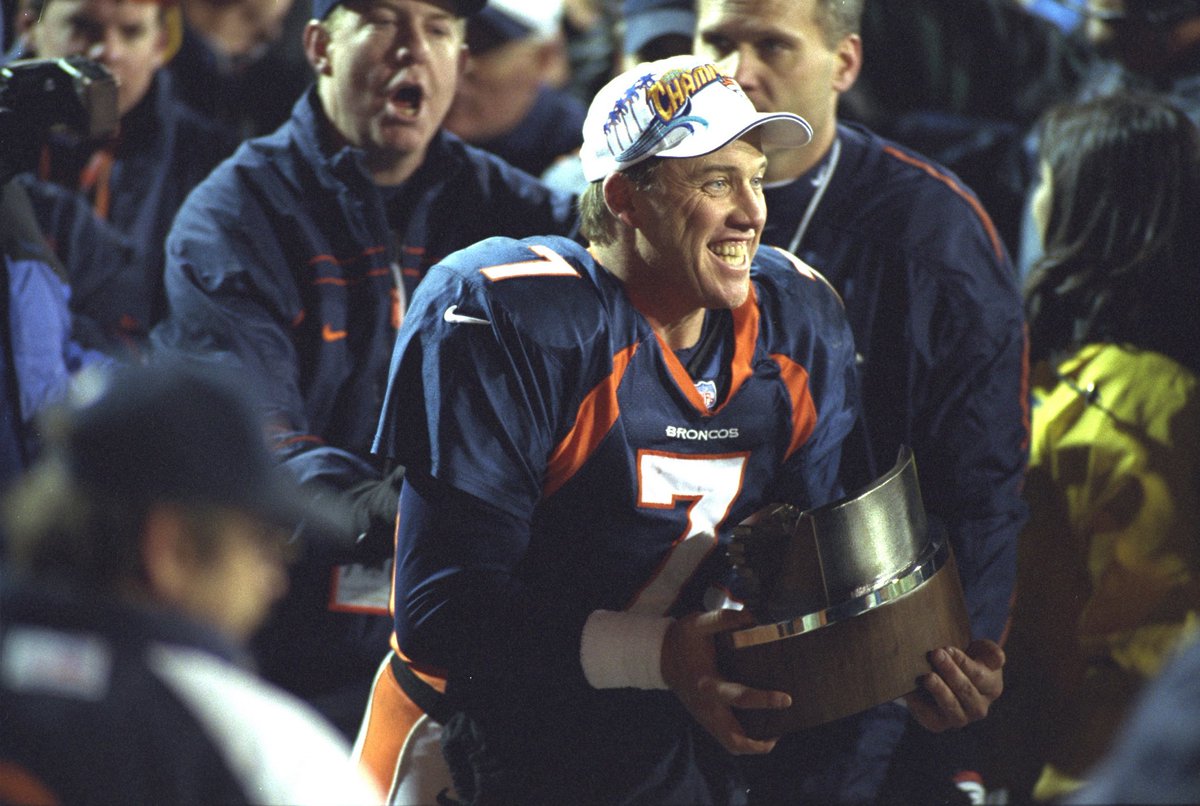 AdamSchefter's tweet image. John Elway, who led the Broncos to seven AFC Championship Game victories as a Hall-of-Fame quarterback and GM, will serve as Denver’s honorary captain for Sunday’s conference championship game against the Patriots.