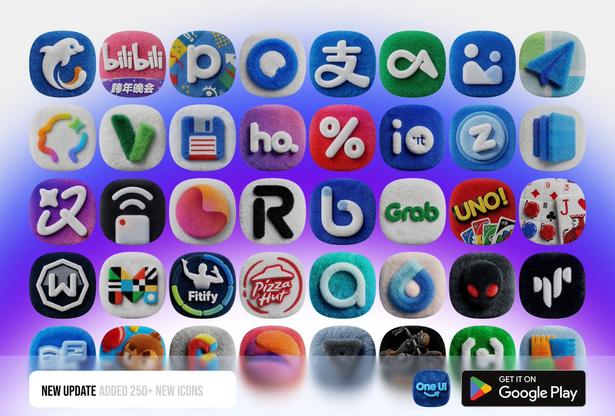 Fluffy icons pack version 3.0 is Out now 😈

Download: play.google.com/store/apps/det…

🎁 5 Promocode Giveaway 
Like ❤️, Tag and Repost 

Changelog :
Added 250+ icons
Added masking (beta)
Modified some of Google icons and Other icons
#OneUi8.5 #Samsung #OneUi9