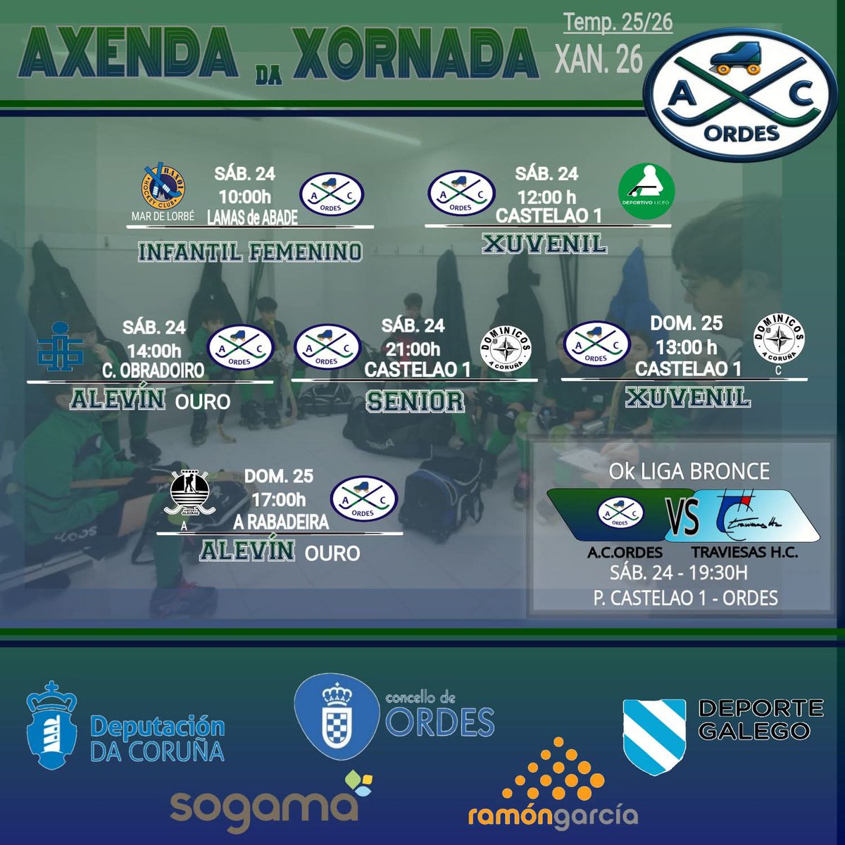 ●𝐀𝐗𝐄𝐍𝐃𝐀  DA XORNADA
<a href="/ConcellodeOrdes/">Concello de Ordes</a>  <a href="/SogamaXunta/">Sogama</a> @gruporamon <a href="/HockeyClubLiceo/">Hockey Club Liceo 🥬</a>  <a href="/HockeyCRaxoi/">Hóckey Club Raxoi</a>  <a href="/CDominicos/">Club A.A. Dominicos</a>  <a href="/HockeyOleiros/">Club Hockey Oleiros</a> 

🥅🛼🏑🟢🔵𝐀.𝐂.𝐎𝐑𝐃𝐄𝐒🟢🔵 🏑🛼🥅