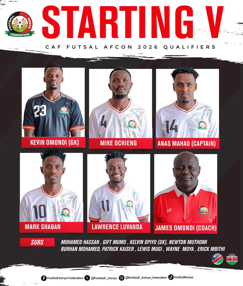 How our futsal team line-up

#FutsalAFCON2026Qualifiers