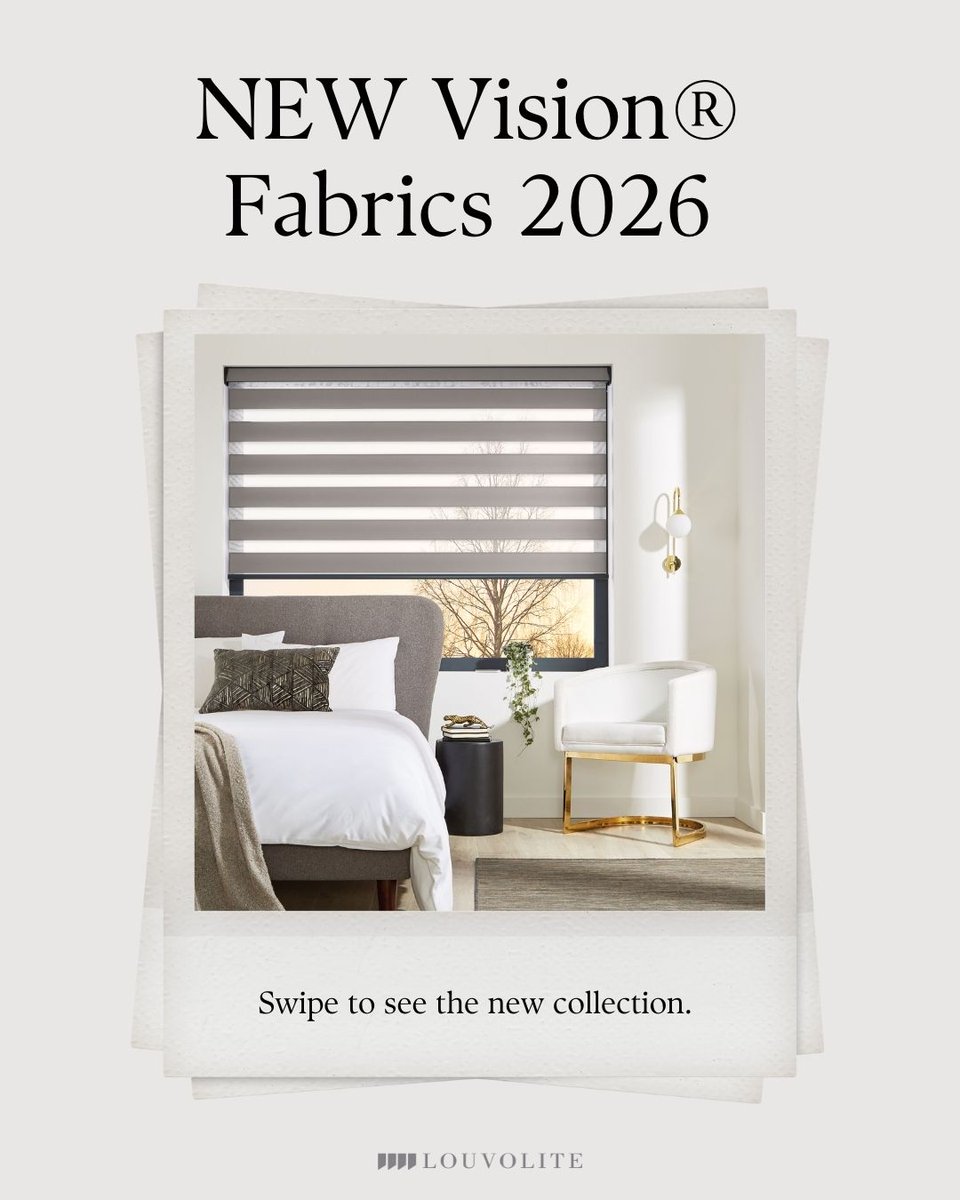 Louvolite's tweet photo. Our new Vision® blind fabric collection for 2026 has officially launched.

Designed for modern interiors, these new Vision blinds introduce softer textures, refined neutrals and contemporary tones that work effortlessly across living rooms, bedrooms, home offices and open-plan spaces.

Vision® blinds combine sheer and opaque panels to give you seamless control over privacy and daylight, making them a practical and stylish window blind solution for everyday living.

Perfect for homeowners, renters and interior design lovers, these made to measure blinds allow you to adjust light levels throughout the day while maintaining privacy and comfort.

From calming beiges to modern greys and subtle statement shades, each fabric has been created to bring balance, warmth and versatility into modern window treatments.

Swipe to explore the new Vision blind fabrics and discover your perfect window blind style for 2026.

#VisionBlinds #WindowBlindsUK #MadeToMeasureBlinds #ModernWindowTreatments #InteriorBlinds