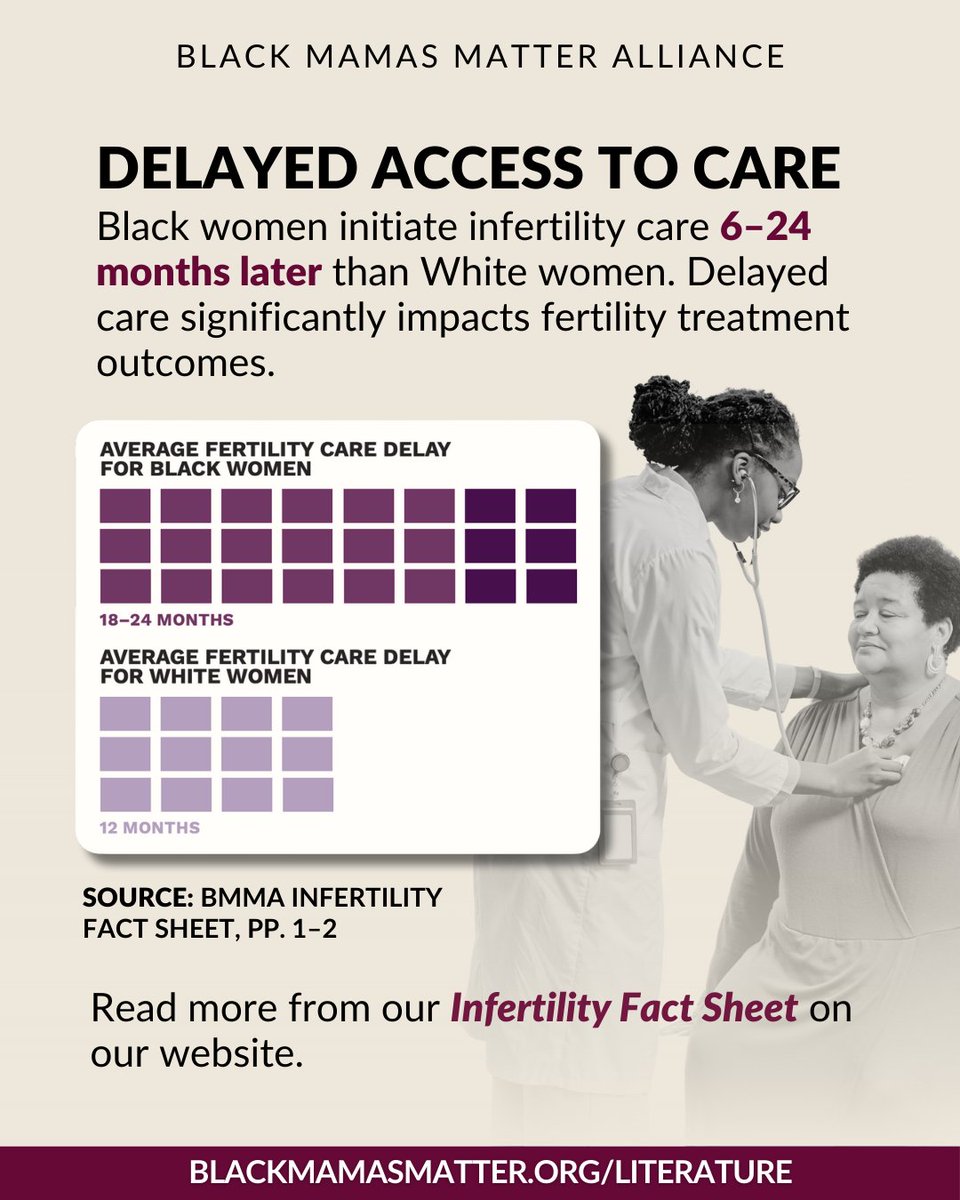 BlkMamasMatter's tweet photo. New Resource Alert! 

BMMA’s New Infertility Fact Sheet: Black Maternal Health Statistical Insights examines how these barriers shape infertility care experiences and outcomes for Black women and birthing people.

Full fact sheet in our bio under “Literature”. https://t.co/55iRCGOdyL
