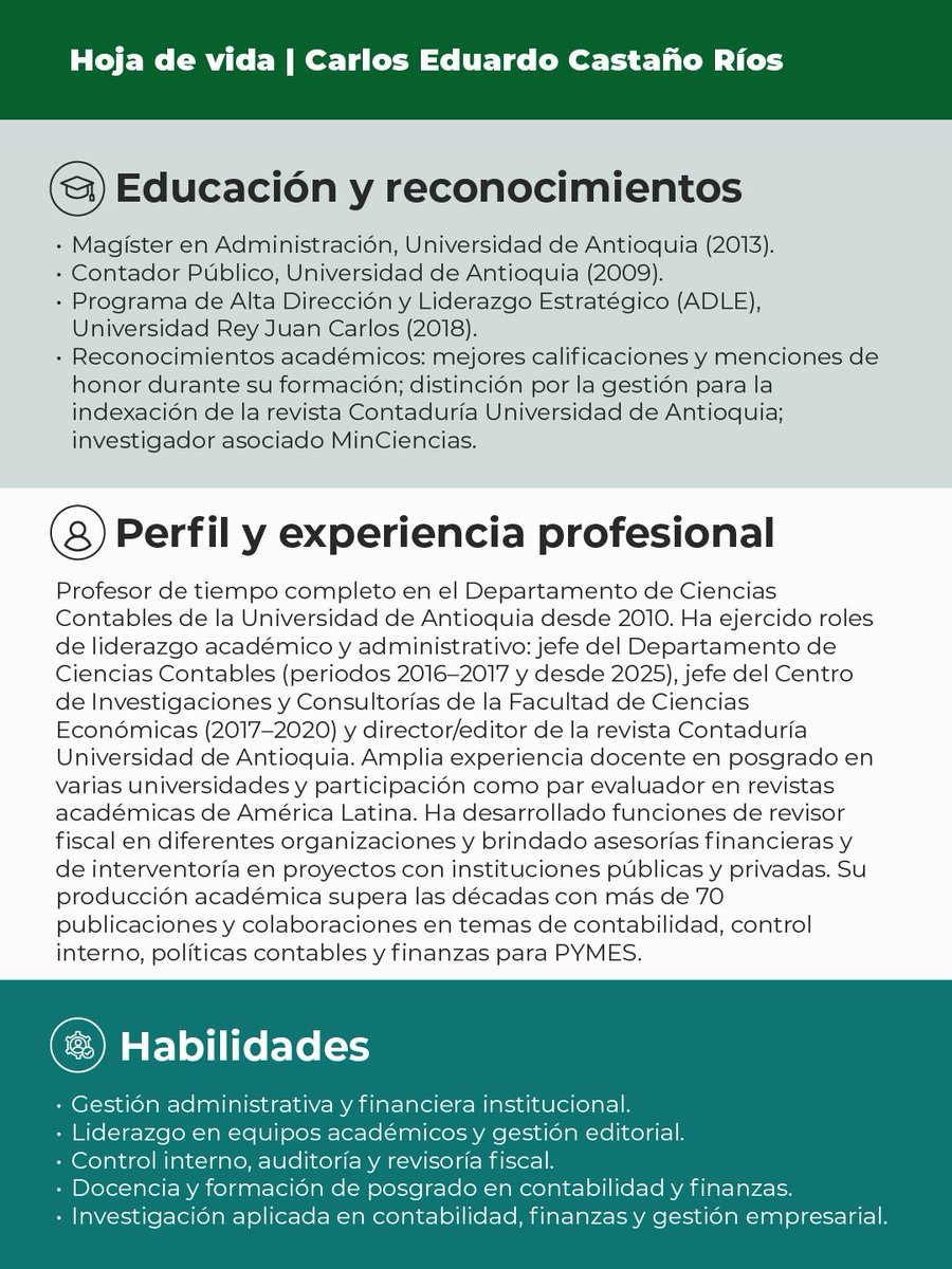 Carlos Eduardo Castaño, estará acompañando como Vicerrector Administrativo el #EquipoRectoralDeTransición. Con su liderazgo y experiencia recuperaremos la transparencia en el ejercicio financiero de nuestra Alma Máter.