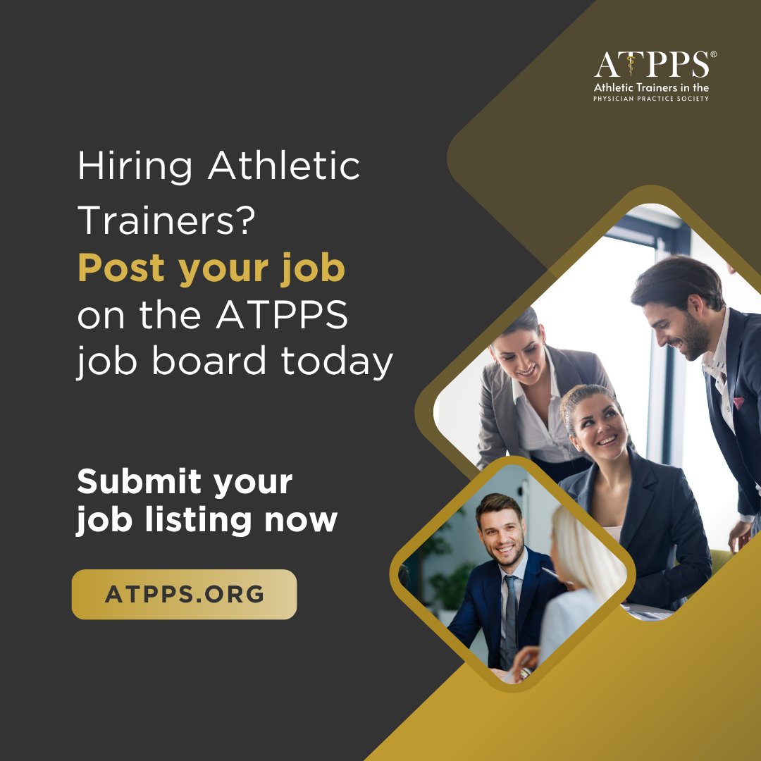 ATPPSociety's tweet photo. Hiring Athletic Trainers? 🎯
Reach qualified ATs faster on the ATPPS Job Board. Post your opening today and get in front of our national community across physician practice and orthopedic settings.
Submit your listing at https://t.co/fmpOfKblgA
#ATPPS #AthleticTraining https://t.co/nvBSayyuDl