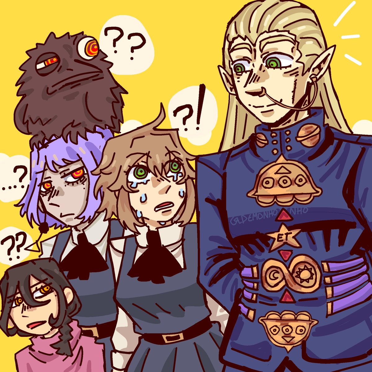 Demonhonho's tweet image. All horsemen have spirals in their eyes, right?
#mikitaka #fami #LilD #nayuta #yoru #jojo