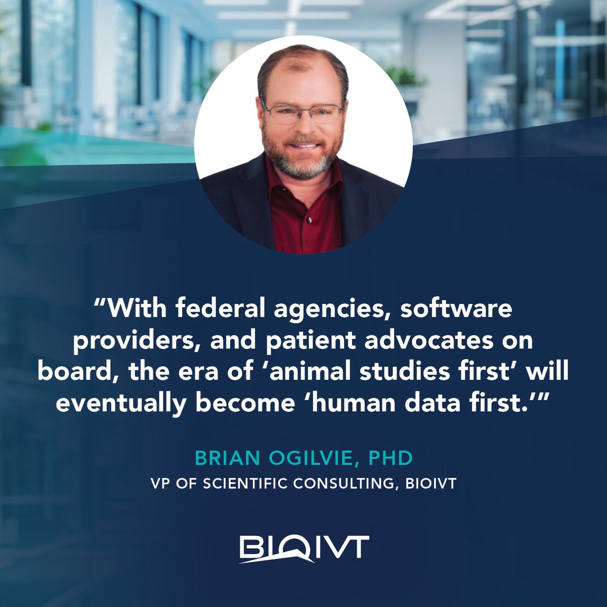 BioIVT's tweet photo. As part of our 2026 Predictions series, we asked Dr. Ogilvie how he expects the FDA’s Roadmap to Reducing Animal Testing in Preclinical Safety Studies to impact organizations in the year ahead: https://t.co/5v5kVero7v

#NewApproachMethodologies #NAMs https://t.co/V83UThcDsV