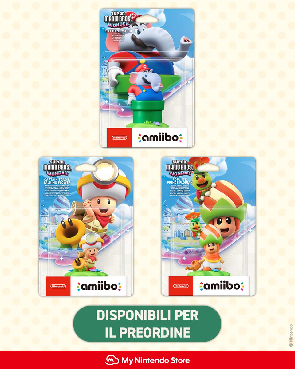 Potenzia la tua esperienza di gioco con questi amiibo della collezione Super Mario Bros. Wonder! Disponibili per il preordine nel My Nintendo Store: ntdo.com/6010AU2LM