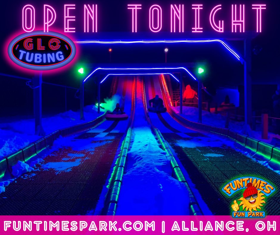 Lights, music, tubing &amp; non-stop family fun!
⚡  Glide down glowing tubing lanes
 🎶 Show off your moves at Club Chill
 🐧 Snap a pic with Pete the Penguin
 🔥 Cozy up by the fire pits
 ❇️Take a spin on Bumper Cars &amp; Musik Express

 🕕 6:00 PM – 9:00 PM
funtimespark.com/#calendar-f9f9…