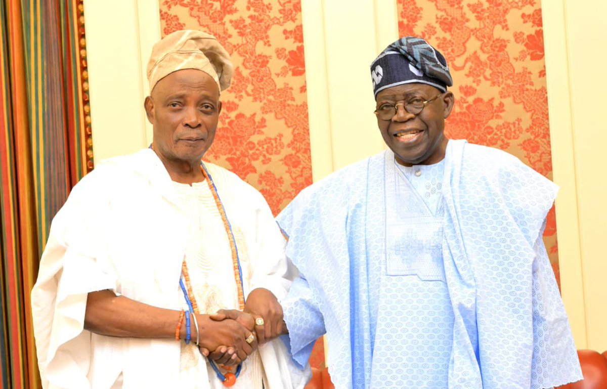President Bola Ahmed Tinubu receives in Audience,  Olubadan of Ibadanland,Oba Rashidi Adewolu Ladoja at the State House