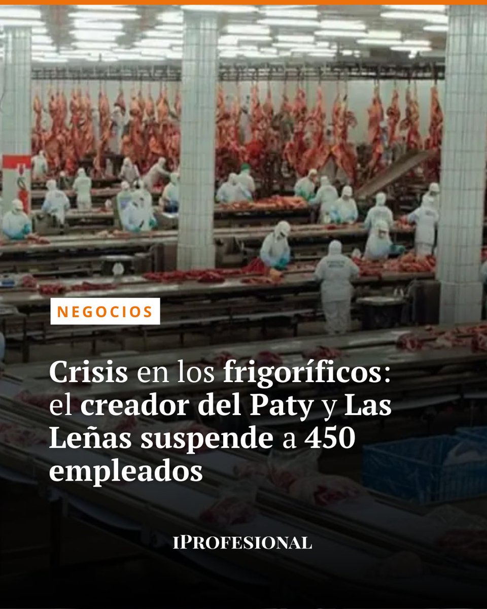 iProfesional's tweet image. 🥩 Crisis en los frigoríficos: el creador de Paty y Las Leñas suspendió a 450 empleados en La Pampa.

🔗 Leé la nota 👉🏼 mrf.lu/Lrft

#Frigoríficos #Quickfood #Paty #LasLeñas