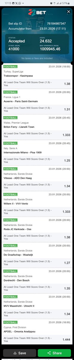 woozzaabets's tweet photo. At least a Team to Score 2 Goals 🔥

Let's Play Again 🍻

📌   2️⃣5️⃣+ Odds 

Code  👉  6K4DK 

Bookie 👉 @22betNaija 

Join us 👇

https://t.co/SjgaMBETDh

Promo Code 👉  Woozzaa 

RT ✅️ https://t.co/KtU95ijrX5