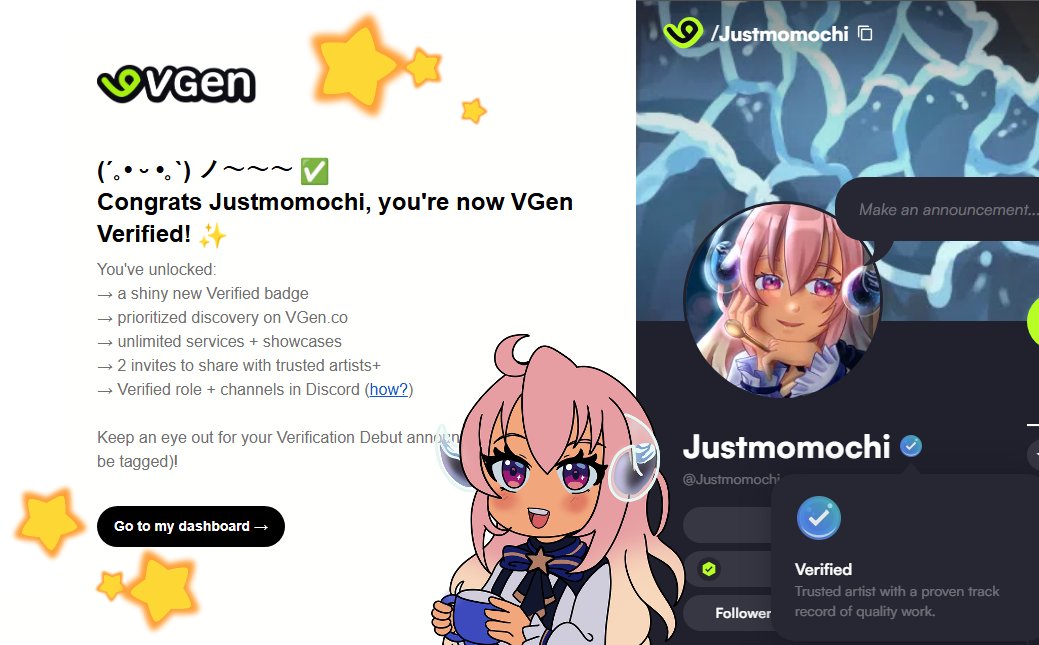 Today I woke up to getting the notification I'm verified on Vgen! 🥰 #vgen #VGenOpen