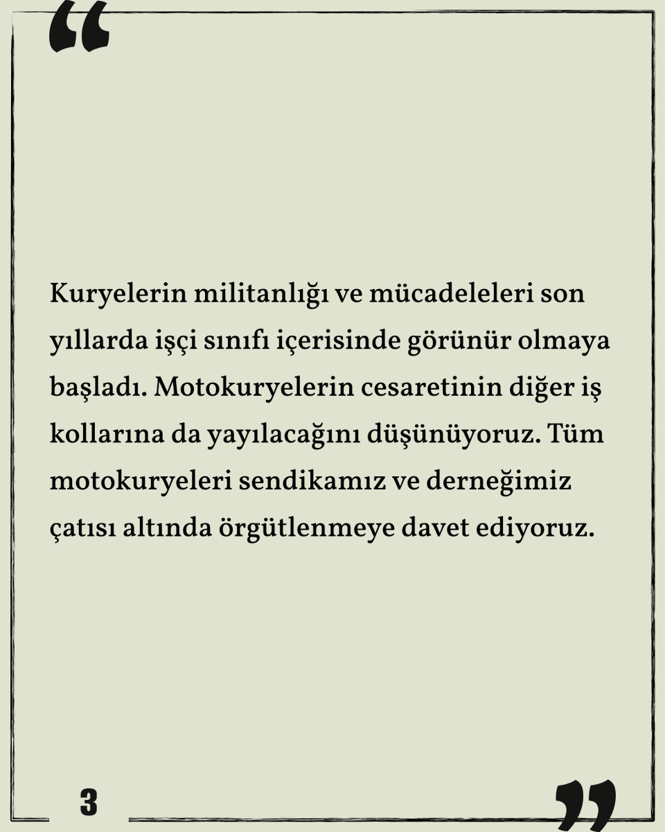 El Yazmaları - Söylemeler
Yemeksepeti’nde Kuryeler Direnişte

Binlerce kuryeyi kapsayan eylemleri ve sürecin gidişatını eylemlerin örgütleyici kurumları olan Turizm, Eğlence ve Hizmet İşçileri Sendikası (<a href="/tehisendikasi/">TEHİS</a>) başkanı Kubilay Çelik ve Motorlu Kurye İşçileri