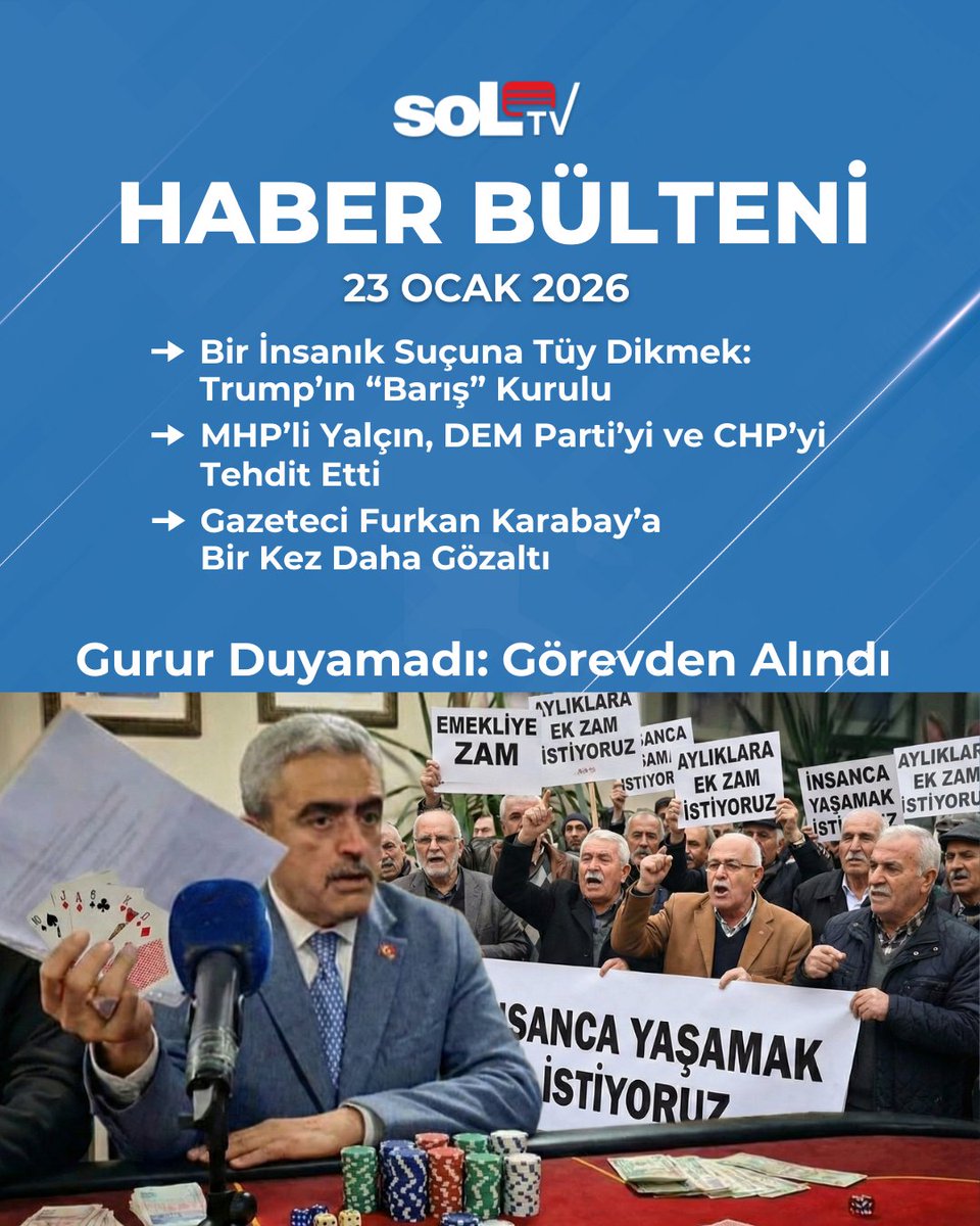 🔴Gurur Duyamadı: Görevden Alındı | 23 Ocak Cuma Haber Bülteni

20.00'de soL TV'de⤵️
youtube.com/watch?v=-3LmKp…