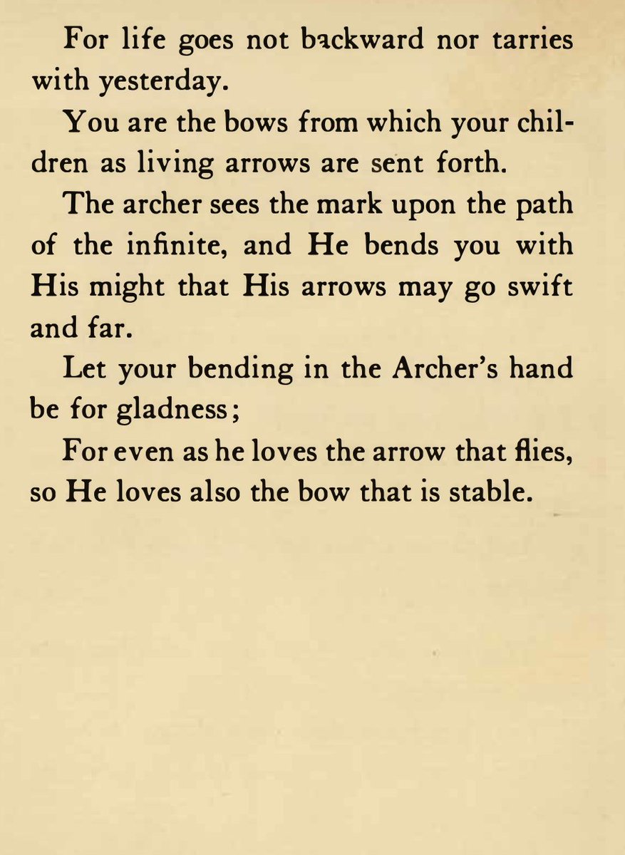 Falliblemusings's tweet image. "Your children are not your children." 
Stunning lines from Khalil Gibran from his 'The Profet':

        Your children are not your children. 
        They are the sons and daughters of Life's longing for itself. 
        They come through you but not from you, 
        And