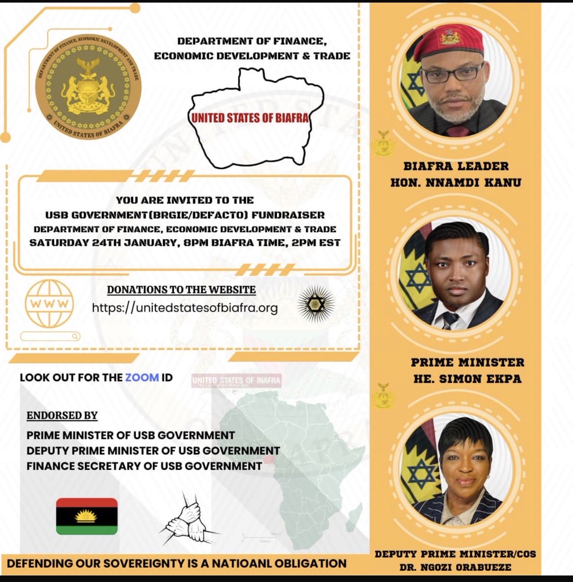 okanumeee27's tweet photo. USB General Fundraising: please Join Us 

Date: Saturday January. 24, 2026 

Time: 8:00 PM Biafra time: 02:00 PM Eastern Time (US &amp; Canada)

Join Zoom Meeting
https://t.co/u1S055amky?…

Meeting ID: 878 1538 4402
Passcode: 954112📌 Keep Supporting 🦉 https://t.co/ITZKwnDI5S📌 https://t.co/2SXchZNwDZ