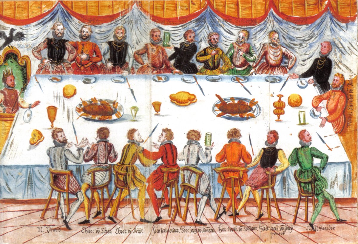 The coronation banquet for Ferdinand I as the Holy Roman Emperor in Frankfurt in 1558.