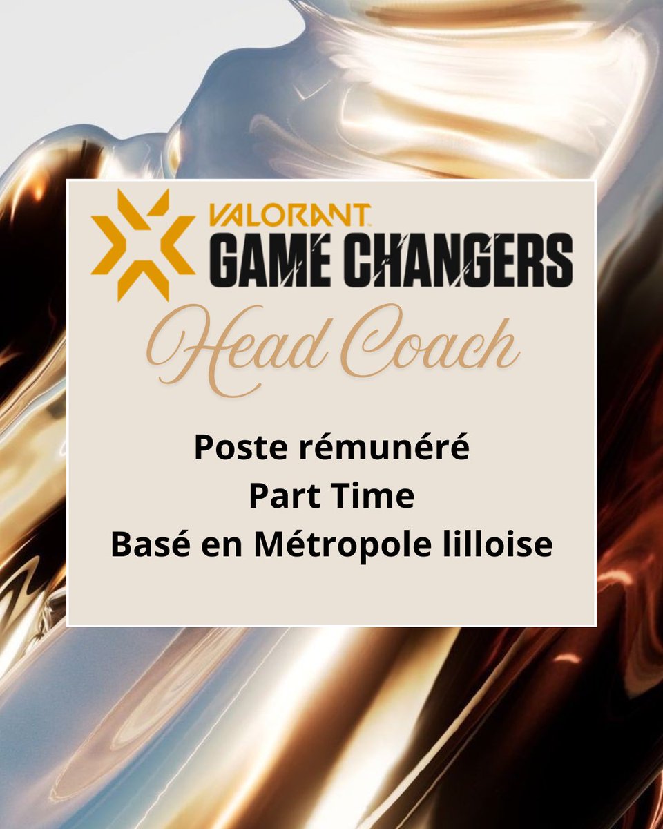 LilleEsportClub's tweet image. Lille esport recrute son futur Head Coach valorant Games Changers ! 

Nous recherchons un profil Part Time sur Lille et sa métropole pour l’année 2026.

Mise à disposition d’une office pour les praccs et officiels ! 

Poste rémunéré. Présence sur site exigée. 

Candidature :…