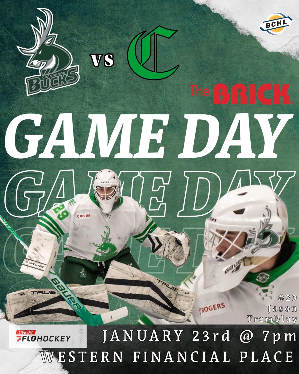 CranbrookBucks's tweet image. 🚨GAMEDAY TONIGHT!🚨

Puck drop at 7pm tonight as the Bucks take on the Sherwood Park Crusaders!

Thank you to @thebrickcranbrook for sponsoring tonights game and Wiender Dog Race!

See you at Western Financial Place!🦌

#FearTheDeer #gobucksgo #GoBucks #bchl #jointheherd