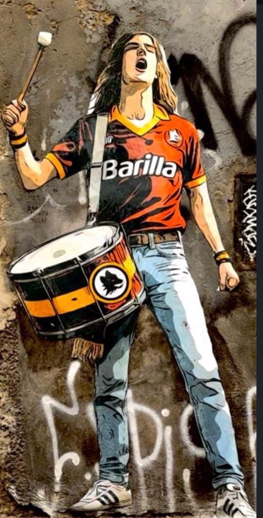 Che meraviglia! Grazie all'autore
 instagram.com/__drugi___/

e a <a href="/dansmatete21/">fra 🐺</a> per averla condivisa qui. Poi a 2 giorni da Roma-Milan...
Lottate per Antonio!
<a href="/OfficialASRoma/">AS Roma</a>