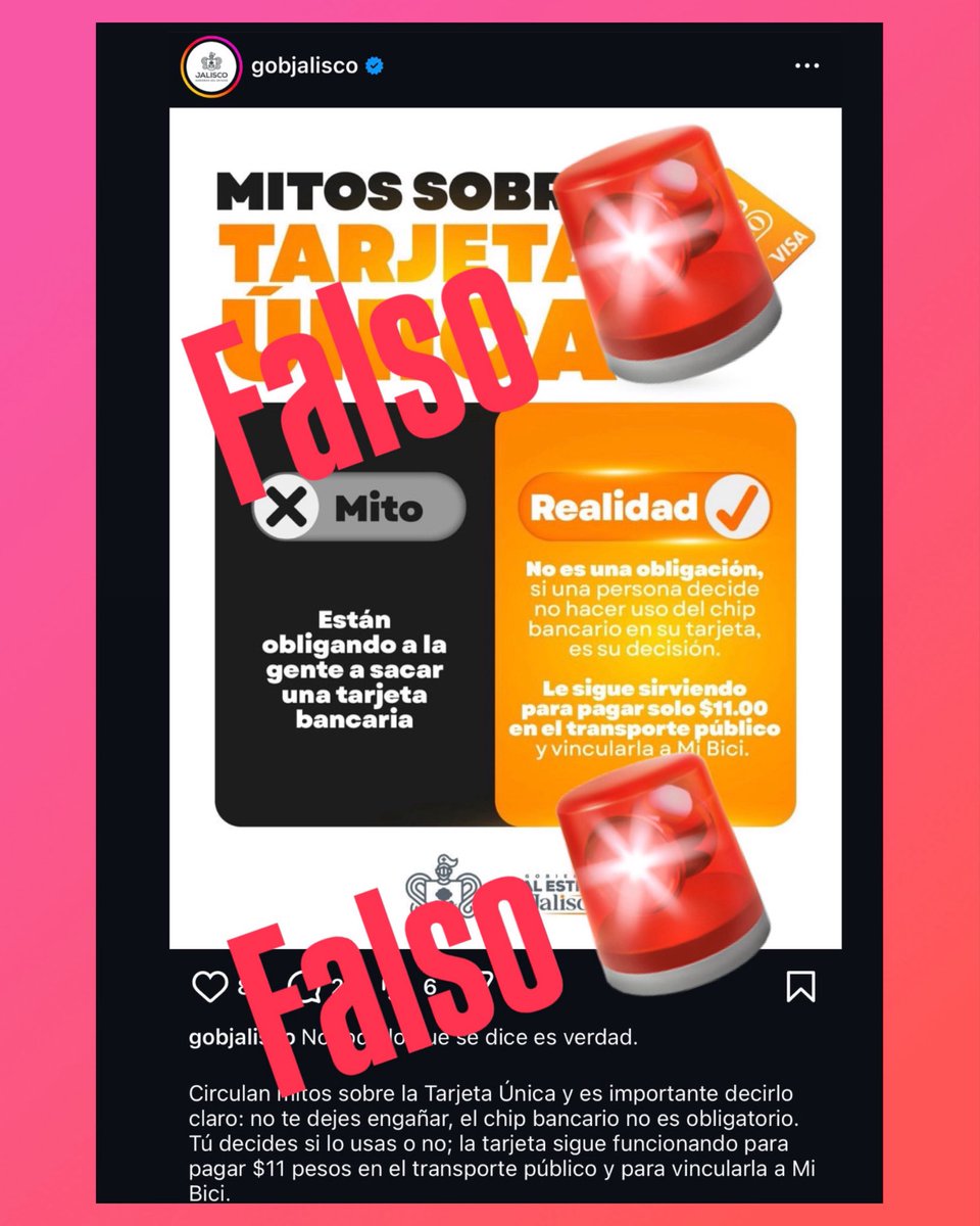 GatitosVsDesig's tweet image. FALSO. FALSO. FALSO. Ojo con la desinformación que comparte el gobierno del empresario Lemus para mantener a flote el negocio multimillonario que se inventaron a costa de la población de Jalisco.