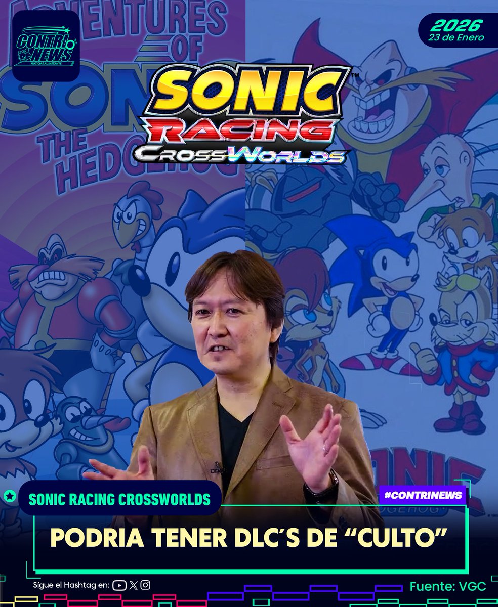 contriteorb4's tweet image. #CONTRINEWS
Takashi iizuka recientemente comentó en una entrevista que esta abierto añadir "personajes de culto" a #SonicRacingCrossworlds si se le permite
“Queremos que SRC represente todas las eras de Sonic.”
Como podrían ser personajes de las series noventeras o Sonic Boom