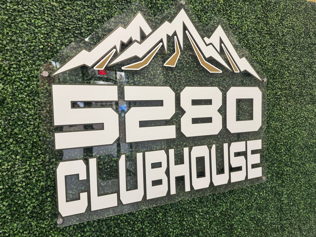 Cool acrylic sign on a green wall? Yes, we can do that! We UV printed this acrylic sign using white ink on clear acrylic for a cool look on a green wall. Love the new clubhouse! If you are looking for a great place to practice #Baseball or #Softball, check out #5280Clubhouse !