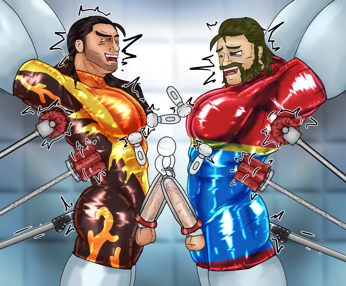 Who knew the testing process for a new hero suit would be so rigorous! good thing these lucky "volunteers" seem to be handling it well~  come on boys, just a few more hours <3 

(the testing will last several days) 

#flambae #Phenomaman #nsfwart #bara