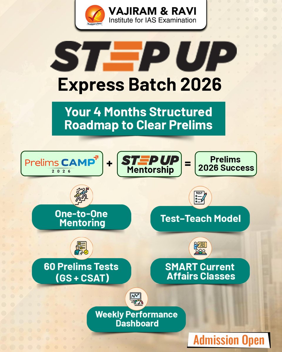 VajiramRavi's tweet photo. Aiming for UPSC 2026 or 2027 ?
Step up your preparation with our StepUp courses.
To know more: https://t.co/xR5f4FsHue

 #UPSCPreparation #IASExam #StepUpCourses #VajiramAndRavi #UPSC2026 #UPSC2027 #MentorshipProgramme #ExpressBatch #CivilServices #UPSCMotivation https://t.co/UkP3dWDLZE
