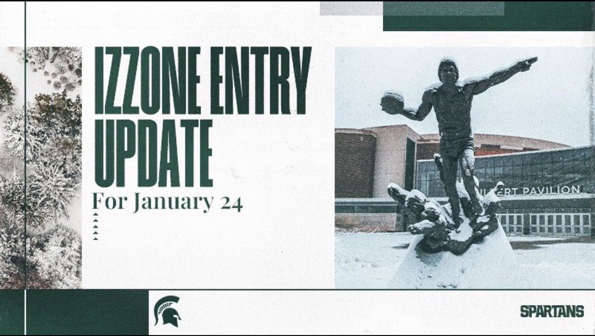 🚨Update for Saturday’s Game🚨

Due to extreme weather conditions, MSU students may not line up at the Breslin Center until 15 minutes before doors open for the Maryland game.

Please arrive no earlier than 10:15 a.m. on Saturday, Jan. 24.