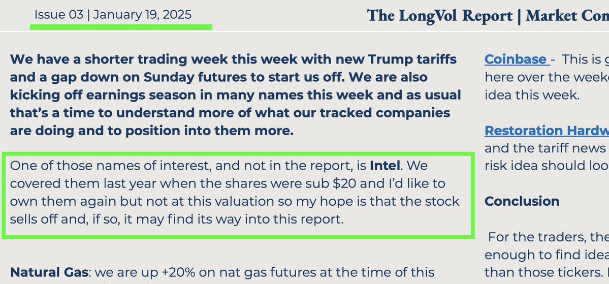 LongVolReport's tweet image. Intel ( $INTC ) down 16% on the day. 

We covered this name two years ago sub $20 but the recent valuation has been driven by momentum investors. 

Noted in this weeks report was the idea to trade lower. 

Below $40s again, which we think happens, it then finds it's way back into…