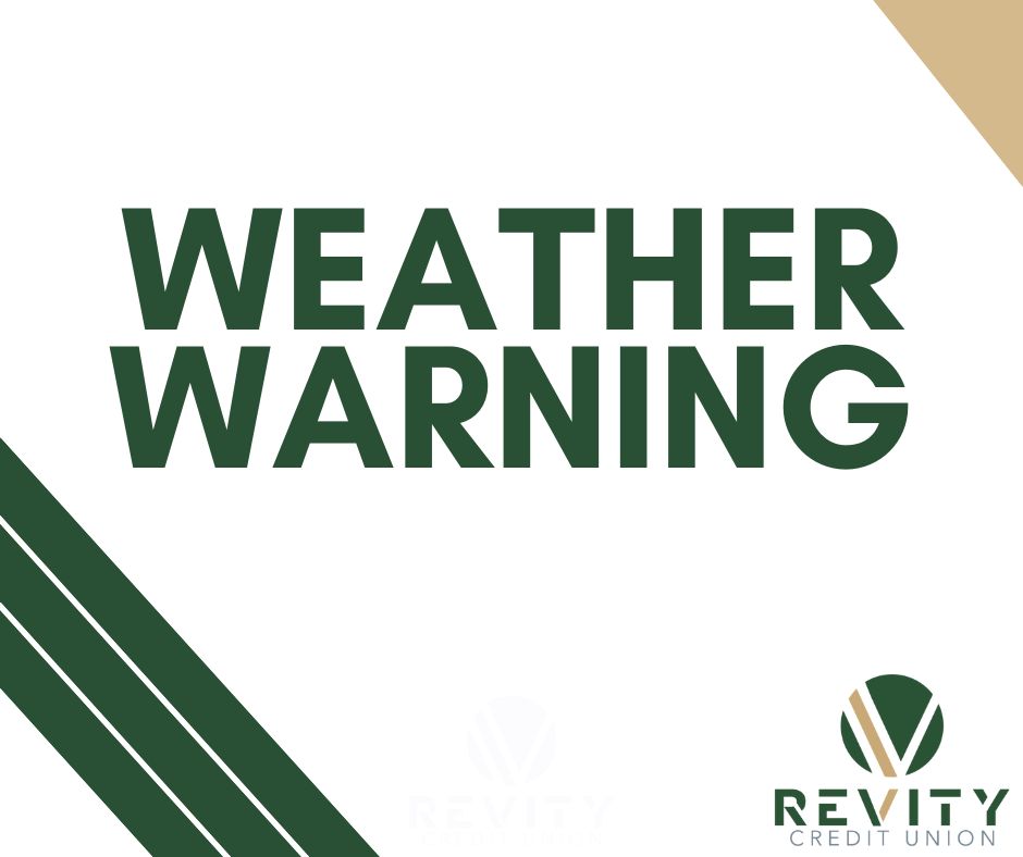 Revity_CU's tweet image. Snow &amp;amp; Ice Expected This Weekend 
Due to possible snowy and icy conditions, Revity locations may have modified branch hours. The safety of our members and employees is our top priority. Please keep an eye on our social media and website for the most up-to-date information.