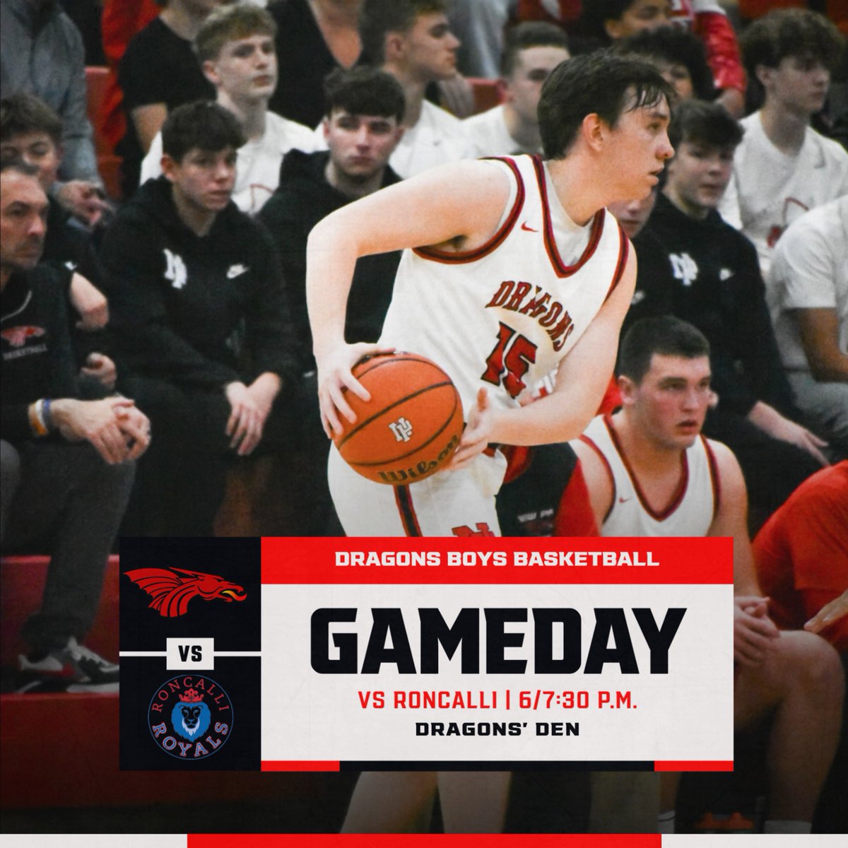 Boys hoops hosts Winter Homecoming. 

🐉🏀🆚Roncalli
🕢6 p.m. JV/F, 7:30 p.m. V
📍Dragons' Den
🎟️$7, at gate or public.eventlink.com/tickets?t=1689…
📻NewPalRadio.com
📺IHSAAtv.org ($)
🗞️newpalestineathletics.com/Article/114608

📸Alivia Stamps
