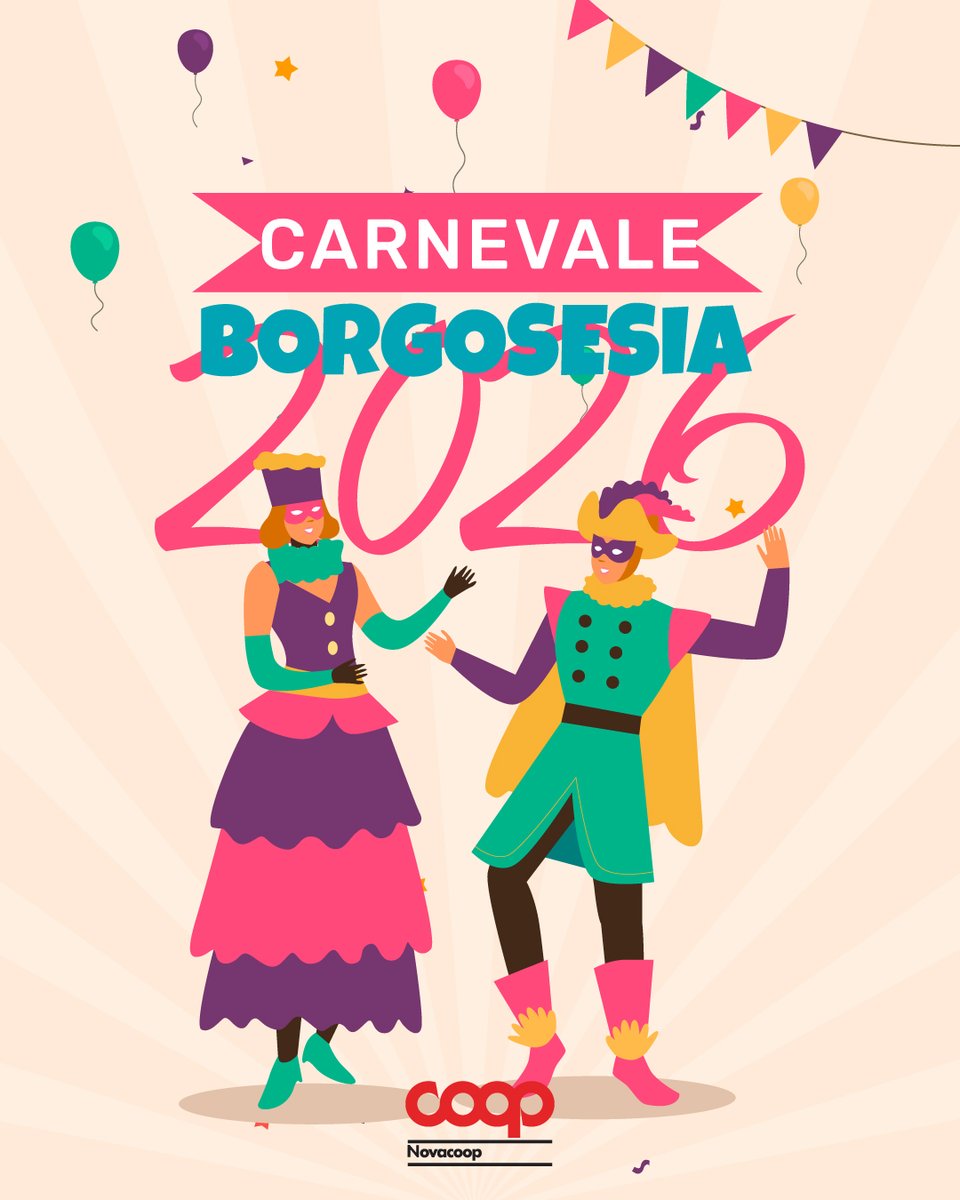 Un’altra collaborazione storica per Nova Coop in occasione del carnevale 2026: il Carnevale di Borgosesia!
 
La manifestazione ritorna con il suo caratteristico calendario di appuntamenti che coinvolge la città dal 25 gennaio al 18 febbraio 📆

Ti aspettiamo 🎭

#SponsorNovaCoop