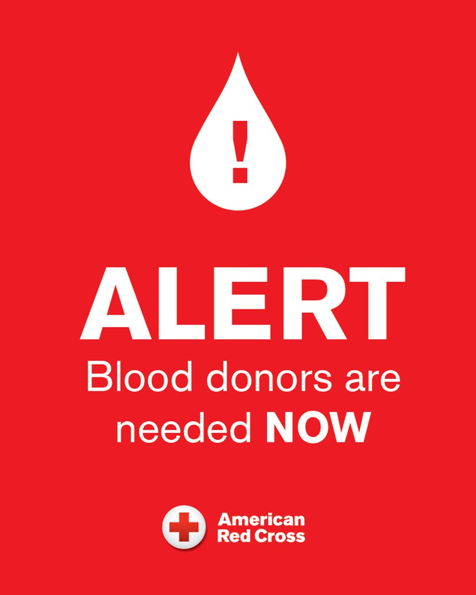 RedCross's tweet image. We are facing a severe blood shortage. ⚠️

Doctors could have to make difficult choices about who receives blood transfusions and who has to wait. Your support during this time can help ensure every hospital patient continues receiving routine and timely medical care:…