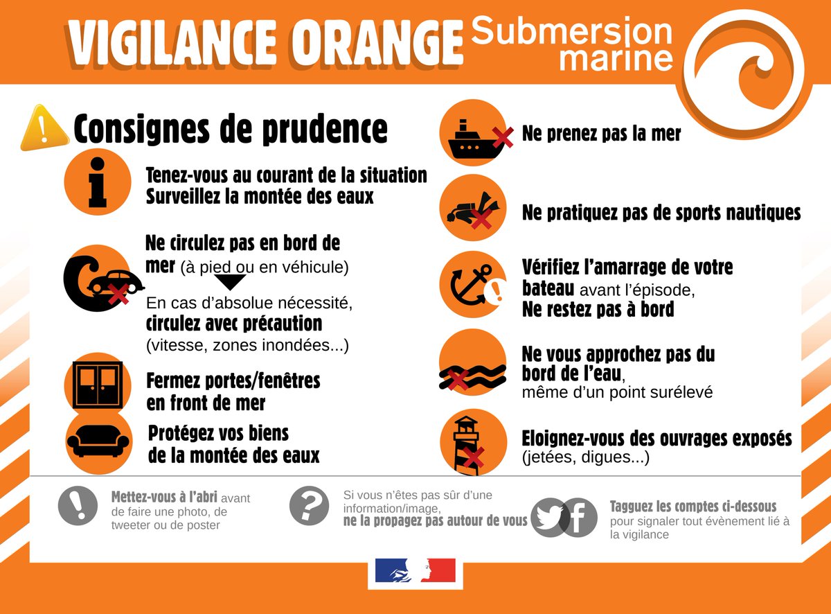 Image de Préfet du Morbihan - Vigilance météorologique | ⚠️
Orange vagues-submersion - Vendredi 23 janvier 2026
La préfecture vous