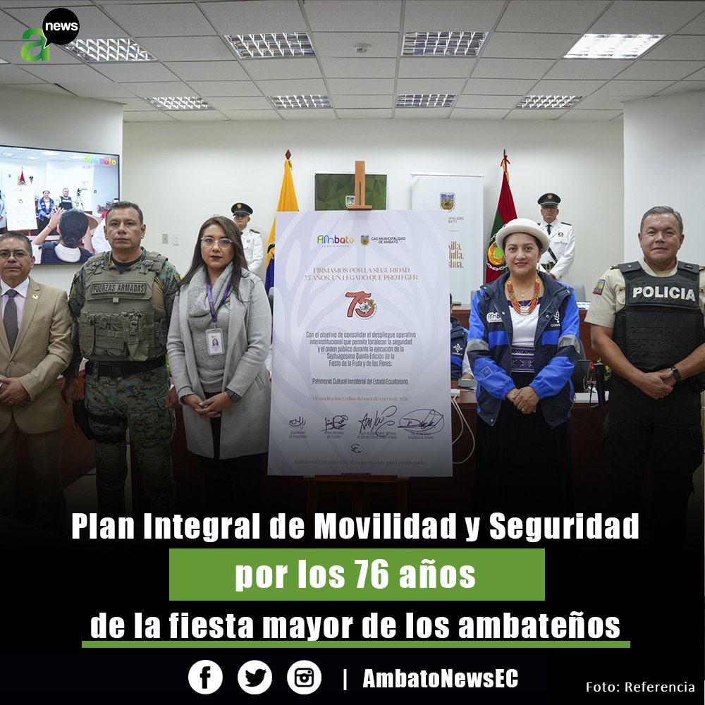 Con el objetivo de garantizar el orden, la movilidad y la seguridad durante el desarrollo de la Fiesta de la Fruta y de las Flores 2026, la Municipalidad de Ambato activará un plan integral que contempla acciones coordinadas antes, durante y después de los eventos masivos