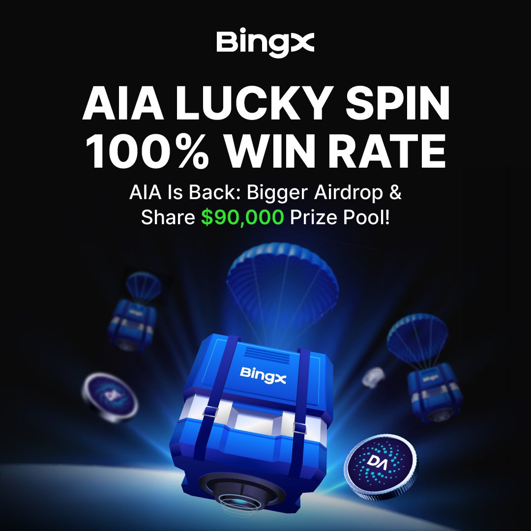 $AIA Lucky Spin 100% Win Rate!

AIA is back with a bigger airdrop and a massive $90,000 prize pool to share.
Every spin wins no empty results.

✅Event Highlights
🔹Guaranteed rewards on every spin
🔹AIA token prizes and premium bonuses
🔹Limited-time lucky draw with exclusive