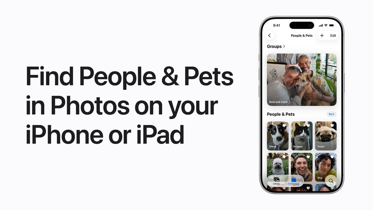 AppleSupport's tweet image. 👵🏼 Your grandma 
👨🏾‍🦱 Your dad 
🐶 Your best friend  

The Photos app recognizes the faces of people and pets in your photos, and organizes them together in the People &amp;amp; Pets collection so you can easily find them in the future. Learn more: apple.co/4k1VMFU